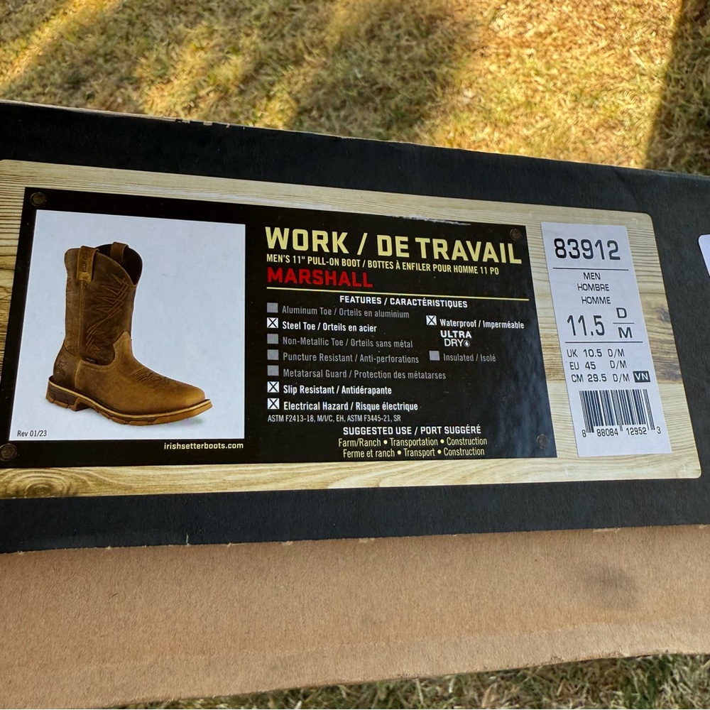 NEW Irish Setter Marshall Men’s 11” Waterproof Leather‎ Safety Toe Pull-On Boot - Picture 7 of 9